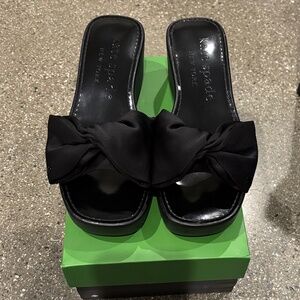 Kate Spade Black Bikini Platform Wedge